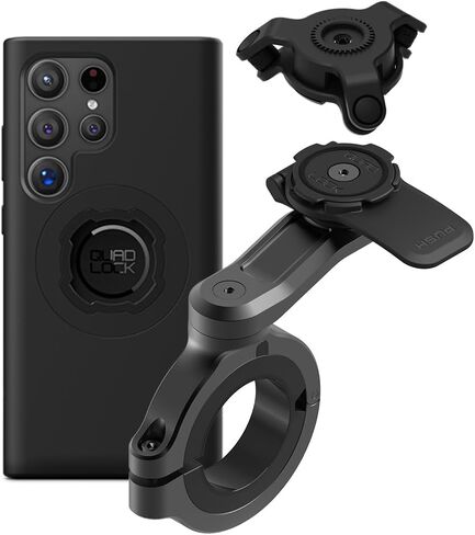 ربع قفل دراجة نارية مقود Mount Mount Pro - كبير مع الاهتزاز رطبة وحالة الهاتف MAG لجالاكسي S24 Ultra in Kuwait