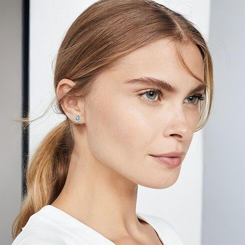 Moissanite Stud Earrings – 0.5ct, 1ct, 2ct D Color VVS1 Brilliant Cut – Lab-Created Stones in 925 Sterling Silver – Hypoallergenic Earrings for Women – Luxury Gift Box Included in Saudi Arabia