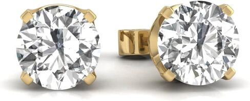 TimeLess Classics 1/4-3/4 CTW Natural Diamond Solitaire Stud Earrings For Women in 14K White and Yellow Gold - Gift For Her in Kuwait