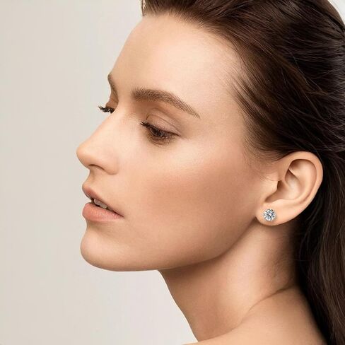 Moissanite Stud Earrings – 0.5ct, 1ct, 2ct D Color VVS1 Brilliant Cut – Lab-Created Stones in 925 Sterling Silver – Hypoallergenic Earrings for Women – Luxury Gift Box Included in Saudi Arabia