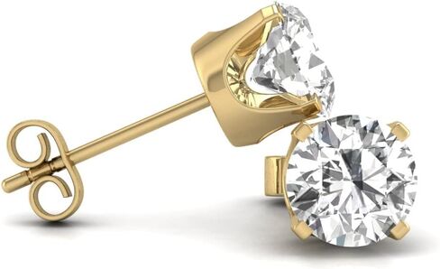 TimeLess Classics 1/4-3/4 CTW Natural Diamond Solitaire Stud Earrings For Women in 14K White and Yellow Gold - Gift For Her in Kuwait