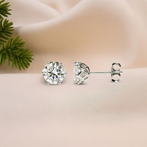 Moissanite Stud Earrings – 0.5ct, 1ct, 2ct D Color VVS1 Brilliant Cut – Lab-Created Stones in 925 Sterling Silver – Hypoallergenic Earrings for Women – Luxury Gift Box Included in Saudi Arabia