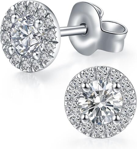 Imolove Lab Crown Diamond Stud أقراط للنساء - الفضة الاسترليني 18 كيلو أبيض مطلي بالذهب المطلي بالماس. in Kuwait
