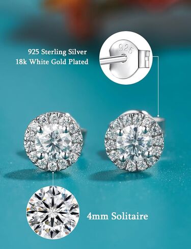 Imolove Lab Crown Diamond Stud أقراط للنساء - الفضة الاسترليني 18 كيلو أبيض مطلي بالذهب المطلي بالماس. in Kuwait