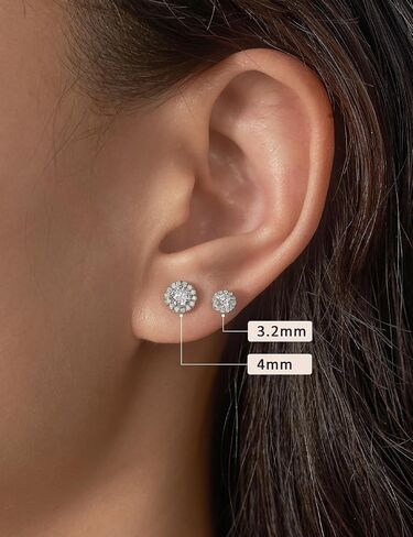 Imolove Lab Crown Diamond Stud أقراط للنساء - الفضة الاسترليني 18 كيلو أبيض مطلي بالذهب المطلي بالماس. in Kuwait