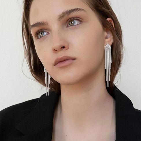 FANZE Tassel Earrings for Women Gold Long Dangle Drop Statement Fringe Earring Trendy Fashion Jewelry Gift for Wedding Party Prom Cocktail Valentines Chrismas Thanksgiving in Kuwait