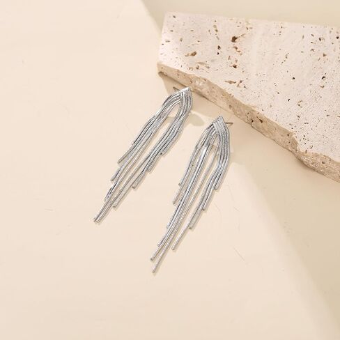 FANZE Tassel Earrings for Women Gold Long Dangle Drop Statement Fringe Earring Trendy Fashion Jewelry Gift for Wedding Party Prom Cocktail Valentines Chrismas Thanksgiving in Kuwait