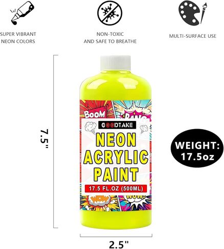 GOODTAKE Glow in the Dark Paint | Fluorescent Acrylic Paint | Neon Paints | Glow Paint‘s For Fabric, Canvas, Rock | Black Light Paints for Artists, Student, Kids, Hobby Painters | Outdoor and Indoor (Rose Pink, 4 Fl Oz (Pack of 1)) in Kuwait