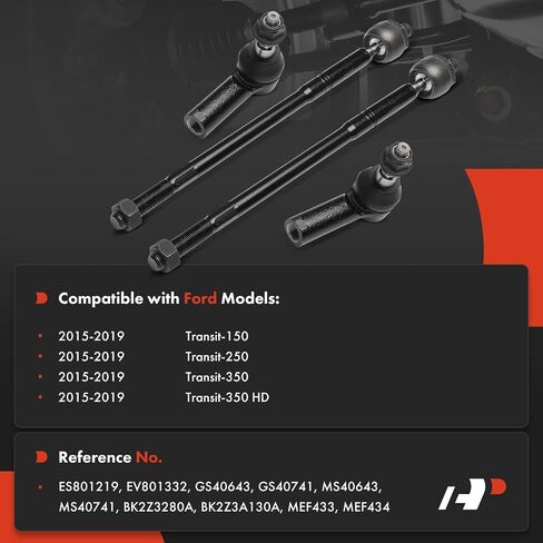 مجموعة A-premium من 4 ، طقم نهاية قضيب الربط الداخلي الداخلي ، متوافق مع Ford Transit-150 ، Transit-250 ، Transit-350 ، Transit-350 HD ، 2015 2017 2018 2018 in Saudi Arabia