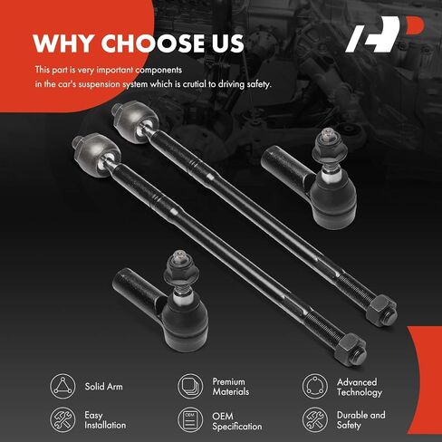 مجموعة A-premium من 4 ، طقم نهاية قضيب الربط الداخلي الداخلي ، متوافق مع Ford Transit-150 ، Transit-250 ، Transit-350 ، Transit-350 HD ، 2015 2017 2018 2018 in Saudi Arabia