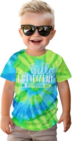 MODNTOGA Kids Boy Hello Kindergarten Shirt Toddler Boys Kindergarten Pencil Print T-Shirt First Day of School Summer Tee Tops (Kindergarten Green, 4-5 Years) in Saudi Arabia