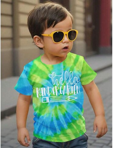MODNTOGA Kids Boy Hello Kindergarten Shirt Toddler Boys Kindergarten Pencil Print T-Shirt First Day of School Summer Tee Tops (Kindergarten Green, 4-5 Years) in Saudi Arabia