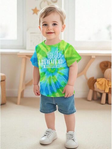 MODNTOGA Kids Boy Hello Kindergarten Shirt Toddler Boys Kindergarten Pencil Print T-Shirt First Day of School Summer Tee Tops (Kindergarten Green, 4-5 Years) in Saudi Arabia