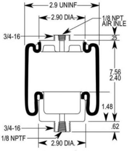 2 PCS Torque Cab Air Bag Sleeper Spring for Mack Trucks Presentive for Firestone 7007 ، W02-358-7007 ، Mack 227QS34 ، Goodyear 1S6-067 (2 x TR7007_03_) in Saudi Arabia
