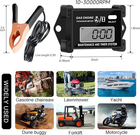 مقياس سرعة الدوران الصغيرة للمحرك ، مقياس القياس الرقمي لقياس Tach Gauge لمحرك 4 سكتة دماغية ومحرك 2 من السكتة الدماغ in Kuwait