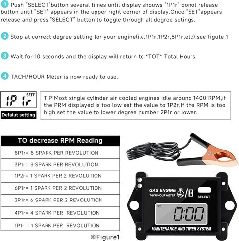 مقياس سرعة الدوران الصغيرة للمحرك ، مقياس القياس الرقمي لقياس Tach Gauge لمحرك 4 سكتة دماغية ومحرك 2 من السكتة الدماغ in Kuwait