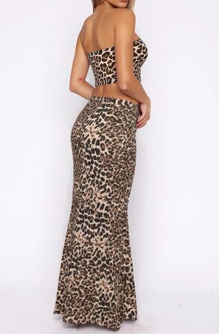 Women High Stretchy 2 Piece Tube Top Floral Maxi Skirt Set Summer Outfits 2025 in Saudi Arabia