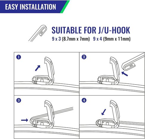 24 "+20" شفرات ممسحة للسيارة/سيارات الدفع الرباعي-جودة OEM ، محول J-Hook & Clip ، ممسحة هادئة طوال الموسم (مجموعة من 2) in Saudi Arabia