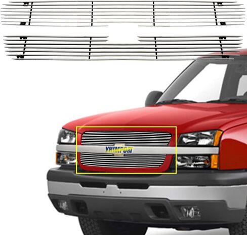 Grille Iserts Aluminium Chrome Billet Combo for 2003-2005 Chevy Silverado 1500/1500 SS/1500 HD 2003-2004 2500/3500/2500 HD 2003-2006 Chevy Avalanche 1500/2500 in Kuwait