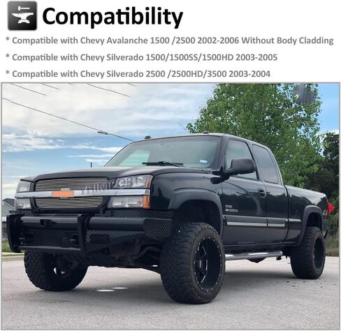 Grille Iserts Aluminium Chrome Billet Combo for 2003-2005 Chevy Silverado 1500/1500 SS/1500 HD 2003-2004 2500/3500/2500 HD 2003-2006 Chevy Avalanche 1500/2500 in Kuwait