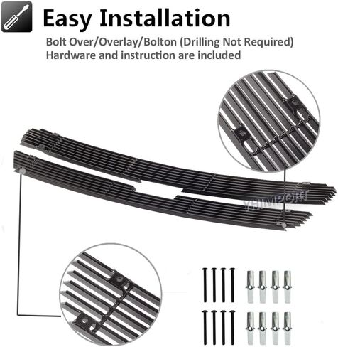 Grille Iserts Aluminium Chrome Billet Combo for 2003-2005 Chevy Silverado 1500/1500 SS/1500 HD 2003-2004 2500/3500/2500 HD 2003-2006 Chevy Avalanche 1500/2500 in Kuwait