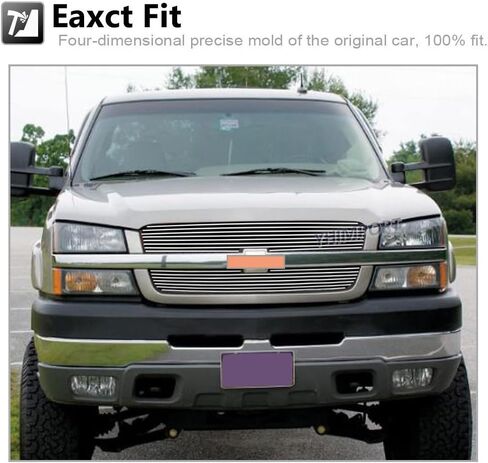 Grille Iserts Aluminium Chrome Billet Combo for 2003-2005 Chevy Silverado 1500/1500 SS/1500 HD 2003-2004 2500/3500/2500 HD 2003-2006 Chevy Avalanche 1500/2500 in Kuwait