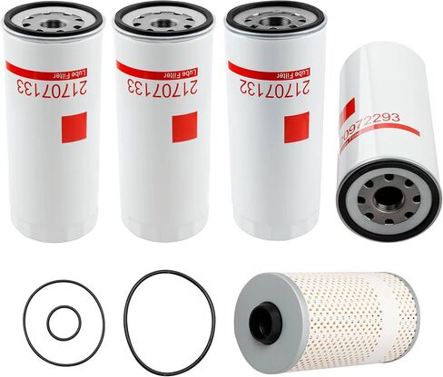 D12 D13 Oil Change Kit- Oil, Fuel & Water Separator Filter, 21707133 (x2), 21707132, 20972293, 23521528 Replaces LF3654,LF667, FF5507,FF5369W; BF7814, B76, B7685, PF7744 in Saudi Arabia