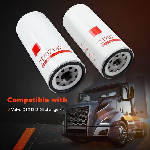 D12 D13 Oil Change Kit- Oil, Fuel & Water Separator Filter, 21707133 (x2), 21707132, 20972293, 23521528 Replaces LF3654,LF667, FF5507,FF5369W; BF7814, B76, B7685, PF7744 in Saudi Arabia