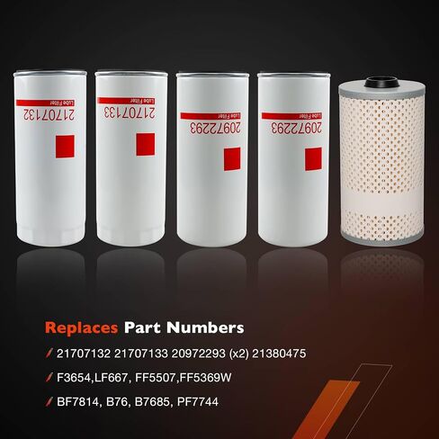 D12 D13 Oil Change Kit- Oil, Fuel & Water Separator Filter, 21707133 (x2), 21707132, 20972293, 23521528 Replaces LF3654,LF667, FF5507,FF5369W; BF7814, B76, B7685, PF7744 in Saudi Arabia
