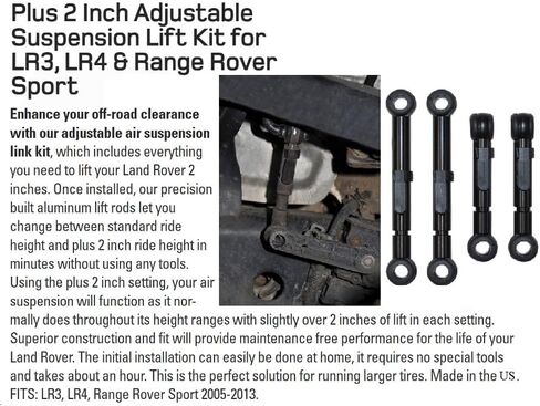 قابلة للتعديل 2 إعدادات قضبان رفع التعليق متوافقة مع Land Rover LR3 / Discovery 3 2005-2009 & LR4 / Discovery 4 2010-2016 & Range Rover Sport L320 2005-2013 ، Part# DA7531 / DA7531BLACK in Kuwait