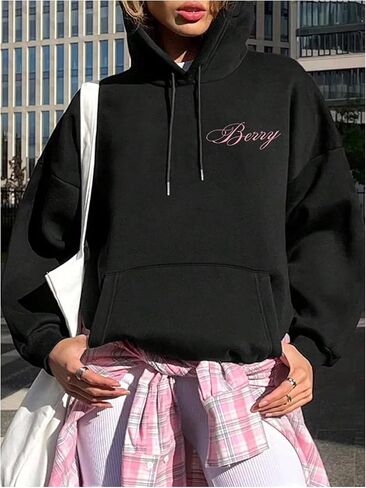 SOLY HUX Women's Graphic Hoodies Oversized Drawstring Long Sleeve Letter Car Print Sweatshirt Pullover Tops in Saudi Arabia