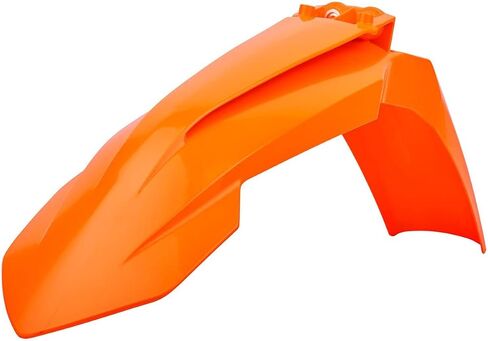 POLISPORT 8574200008 - OEM replica front mudguard made of durable and tough glossy plastic compatible with KTM motorcycles in orange color in Saudi Arabia