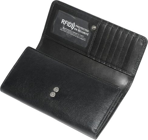 CLUTCH WALLET WITH CHECKBOOK & GUSSET BLACK in Saudi Arabia