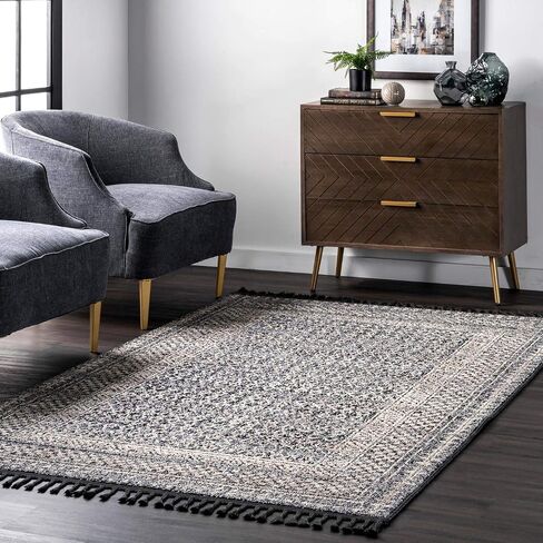 سجادة nuLOOM Claudia Diamond Tassel Runner، مقاس 2' 6' x 6'، عاجي in Saudi Arabia