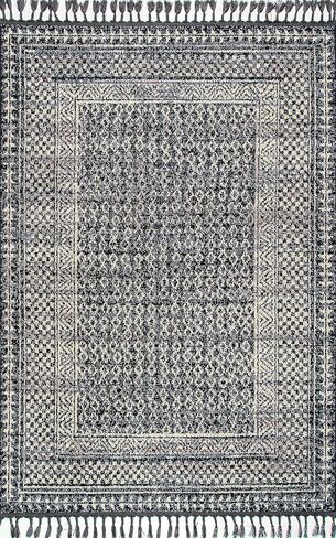 سجادة nuLOOM Claudia Diamond Tassel Runner، مقاس 2' 6' x 6'، عاجي in Saudi Arabia