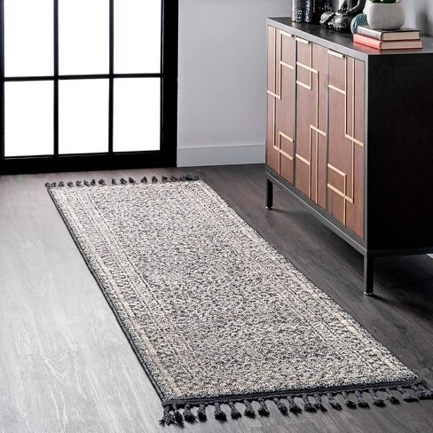 سجادة nuLOOM Claudia Diamond Tassel Runner، مقاس 2' 6' x 6'، عاجي in Saudi Arabia
