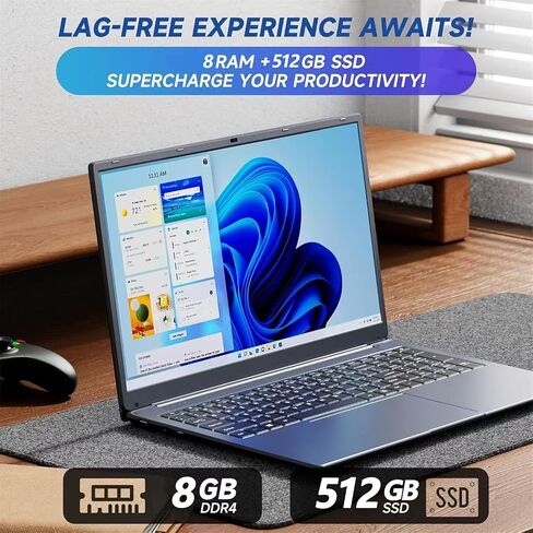 15.6 inch Laptop, RAM 4GB SSD 128GB, Celeron N5095, Window 11, WiFi, Bluetooth 4.2, USB 3.0, for Students and Business. in Saudi Arabia