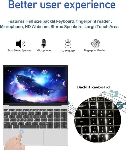 15.6 inch Laptop, RAM 4GB SSD 128GB, Celeron N5095, Window 11, WiFi, Bluetooth 4.2, USB 3.0, for Students and Business. in Saudi Arabia