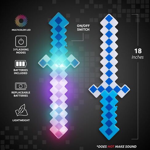 LED Light Up Pixel 8-Bit Toy Sword for Kids (Green, 18") in Kuwait