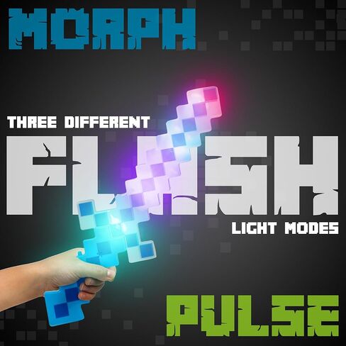 LED Light Up Pixel 8-Bit Toy Sword for Kids (Green, 18") in Kuwait