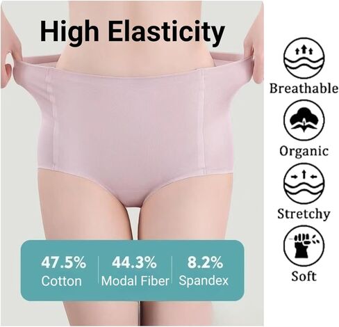 High Waisted Cotton Underwear for Women Ladies Soft Full Briefs Panties 3-Pack in Kuwait