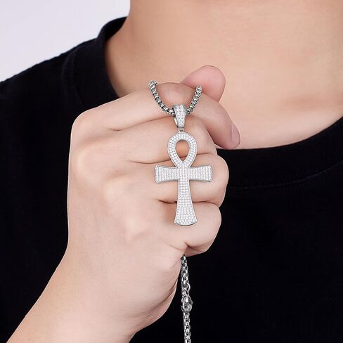 Diamond Cross Pendant for Men, Moissanite Necklace S925 Sterling Silver Pendant Charm Jewelry for Boyfriend Men Hiphop in Saudi Arabia