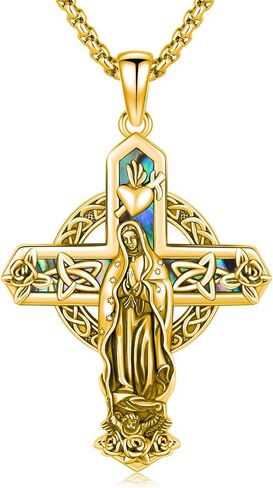 Midir&Etain Cross Necklace 925 Sterling Silver Celtic Christian Pendant Religious Protection Jewelry for Women Men in Kuwait