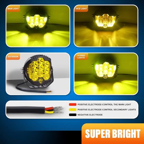 Willpower 2 Pieces 5 inch 50W Amber Yellow Side Shooter LED Work Light Bar Off Road Driving Light Spot Flood Combo Driving Lamp Fog Lights for Jeep Truck ATV SUV Car Boat,10V-30V IP67 Waterproof in Saudi Arabia