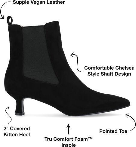 Journee Womens Tenlee Tru Comfort Foam Pull On Chelsea Kitten Heel Booties Brown in Saudi Arabia