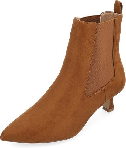 Journee Womens Tenlee Tru Comfort Foam Pull On Chelsea Kitten Heel Booties Brown in Saudi Arabia