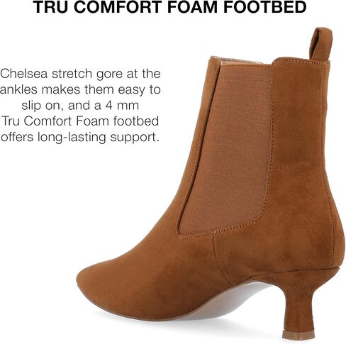 Journee Womens Tenlee Tru Comfort Foam Pull On Chelsea Kitten Heel Booties Brown in Saudi Arabia
