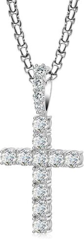 Diamond Cross Pendant for Men, Moissanite Necklace S925 Sterling Silver Pendant Charm Jewelry for Boyfriend Men Hiphop in Saudi Arabia