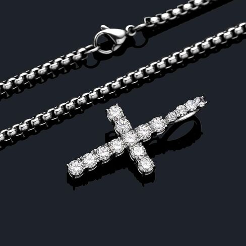 Diamond Cross Pendant for Men, Moissanite Necklace S925 Sterling Silver Pendant Charm Jewelry for Boyfriend Men Hiphop in Saudi Arabia
