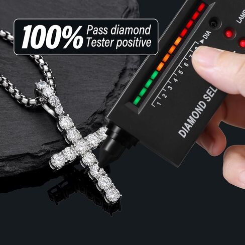 Diamond Cross Pendant for Men, Moissanite Necklace S925 Sterling Silver Pendant Charm Jewelry for Boyfriend Men Hiphop in Saudi Arabia
